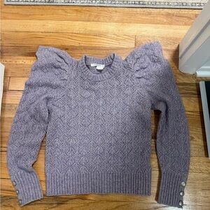 Veronica Beard Lavender Sweater with Puff Sleeves